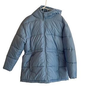 Hollister Women's Puffer Collection Powder Blue Hooded‎ Coat Size XL Snow Jacket